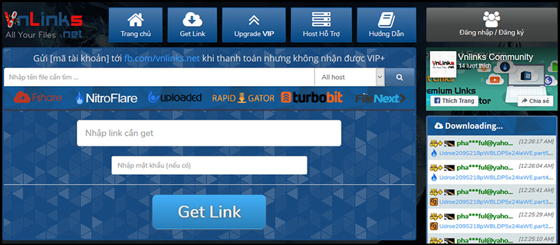 Cách get link Fshare tại Vnlinks.net
